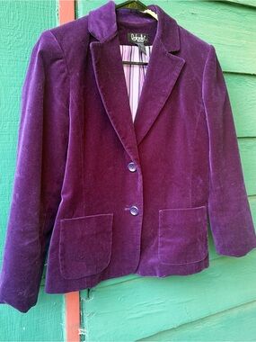 Vintage Soft Velvet Blazer Jacket in a Bold Deep Purple